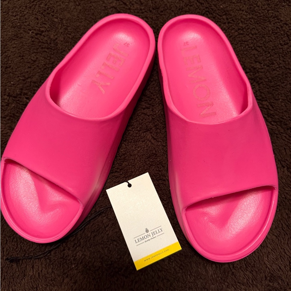Lemon Jelly Pink Azalea Slide Sandals Sz 37